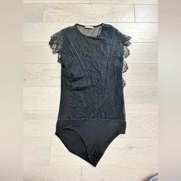 Zara TULLE AND LACE BODYSUIT sz s - Picture 3 of 3